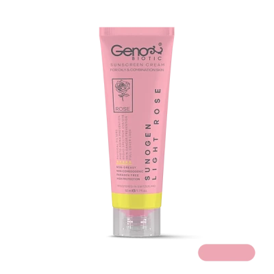 ضد آفتاب مخصوص پوست‌های چرب و مختلط ژنوبایوتیک SPF50 رنگ رز روشن حجم 50 میلی لیتر